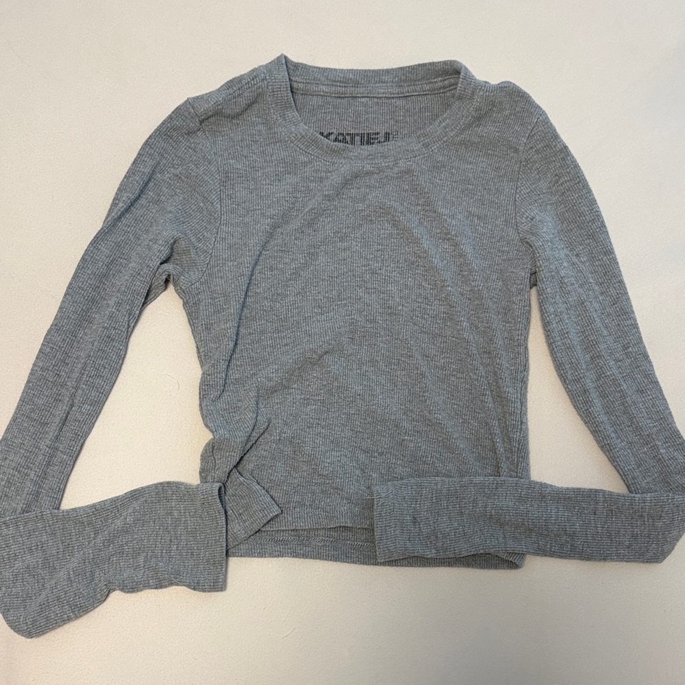 Katie J NYC Gray Long Sleeve Tee